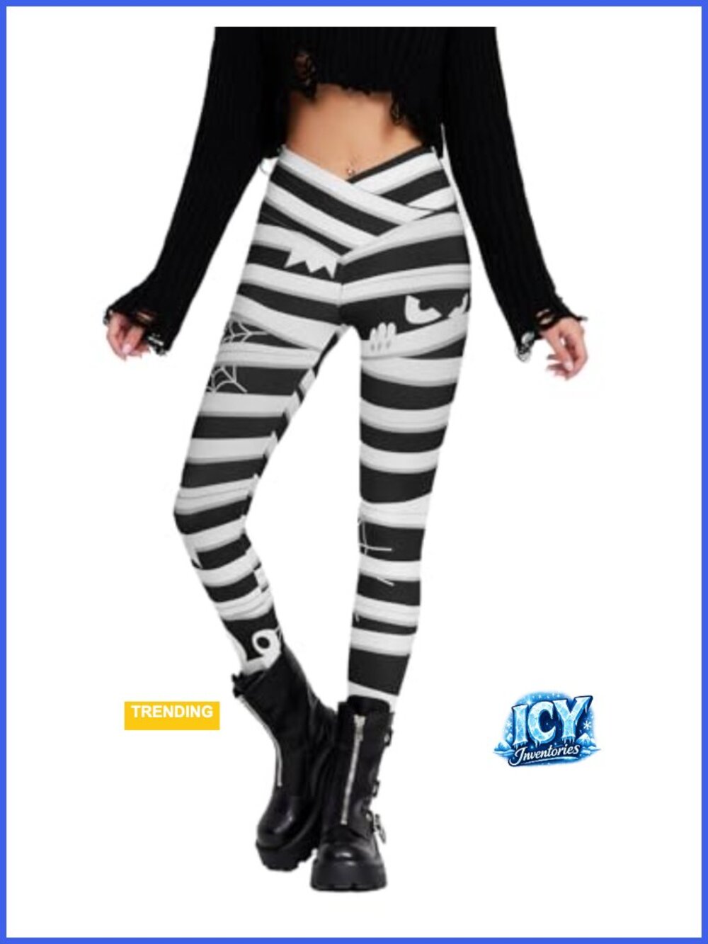 High Waisted Crossover Leggings 3D Print Pumpkin Skull Yoga Pants